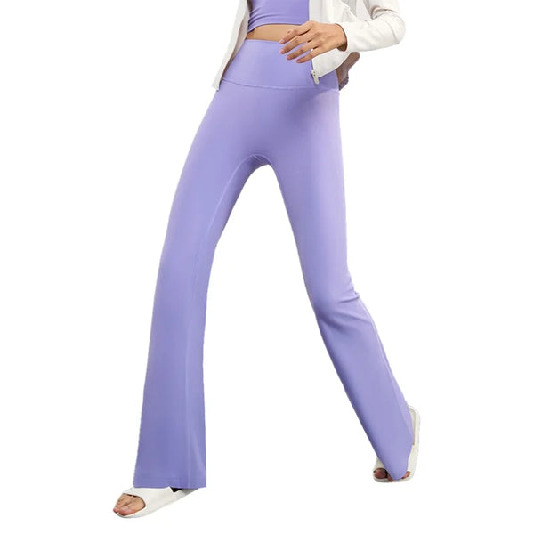 CX1597 Bootcut Yoga Pants NULS FREE High Waist Flared Leggings Workout Bootleg Trousers - Dark Purple / 4(S)
