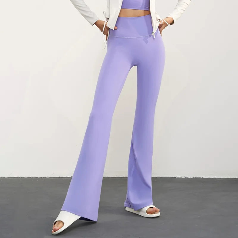 CX1597 Bootcut Yoga Pants NULS FREE High Waist Flared Leggings Workout Bootleg Trousers - Dark Purple / 4(S)