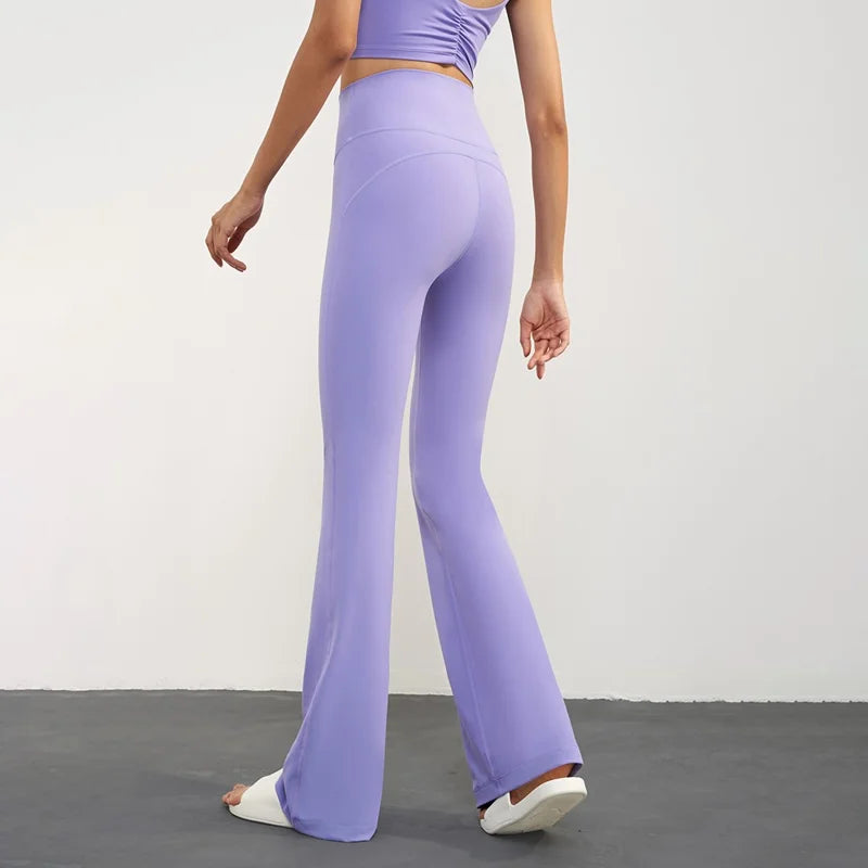 CX1597 Bootcut Yoga Pants NULS FREE High Waist Flared Leggings Workout Bootleg Trousers - Dark Purple / 4(S)