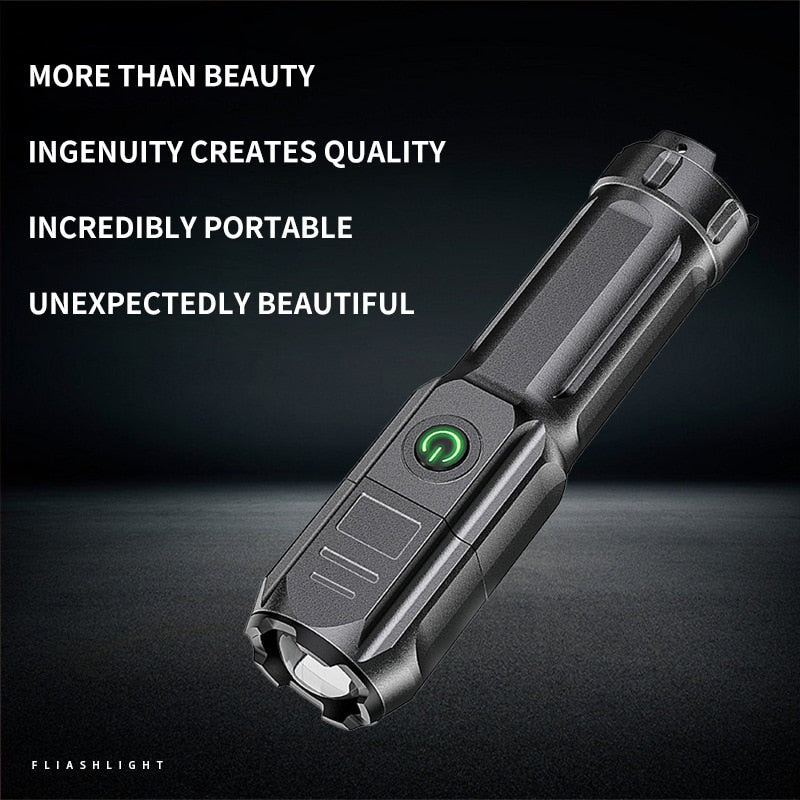 Telescopic Zoom Strong Light Flashlight