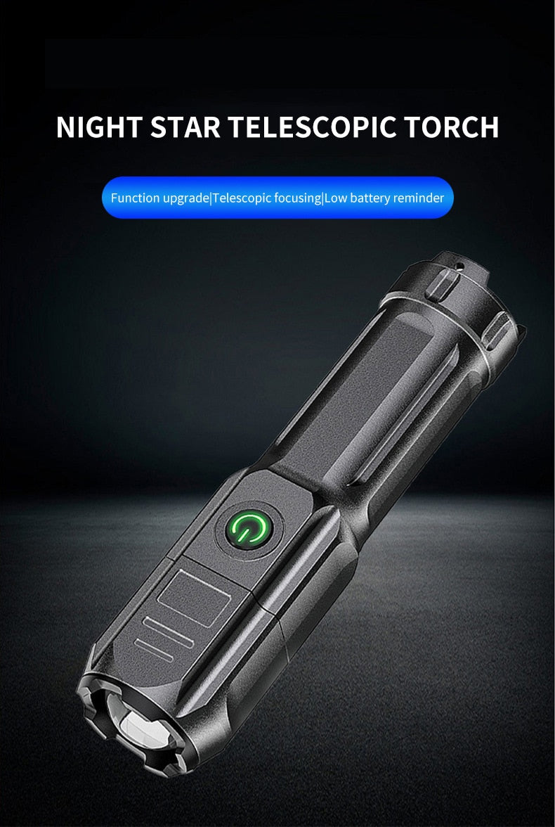 Telescopic Zoom Strong Light Flashlight