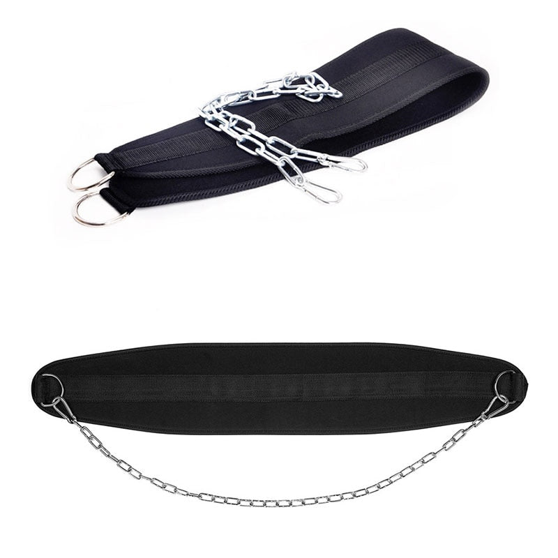 Thick Weight Lifting Belt Metal Chain Dipping Belt