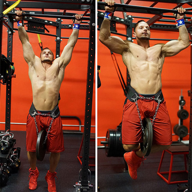 Thick Weight Lifting Belt Metal Chain Dipping Belt