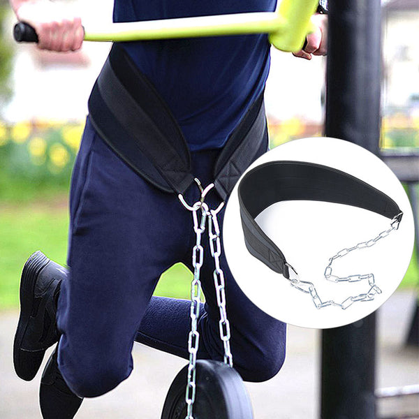 Thick Weight Lifting Belt Metal Chain Dipping Belt