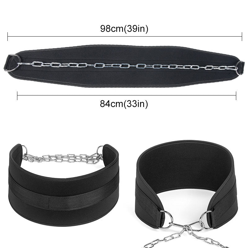 Thick Weight Lifting Belt Metal Chain Dipping Belt