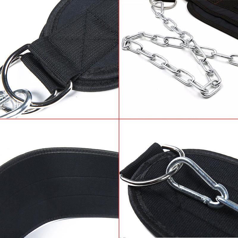 Thick Weight Lifting Belt Metal Chain Dipping Belt