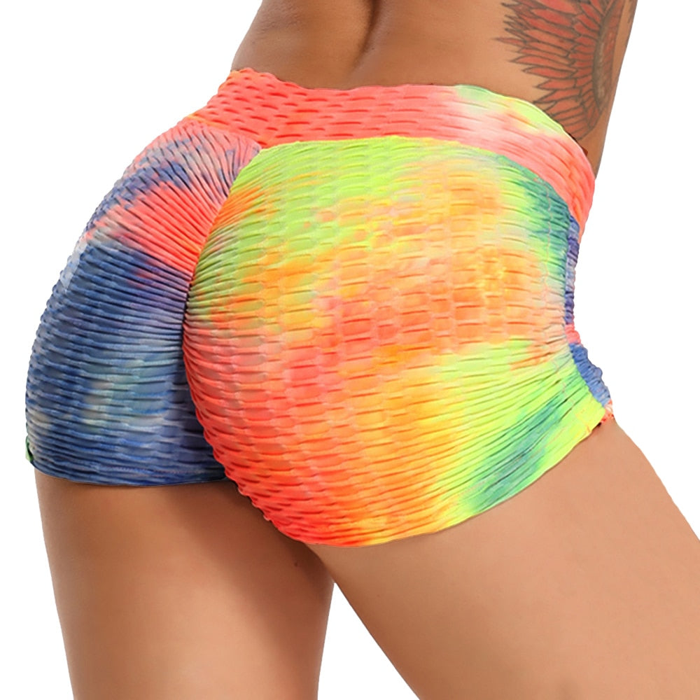 Womens High Waisted Leopard Yoga Shorts Scrunch Butt