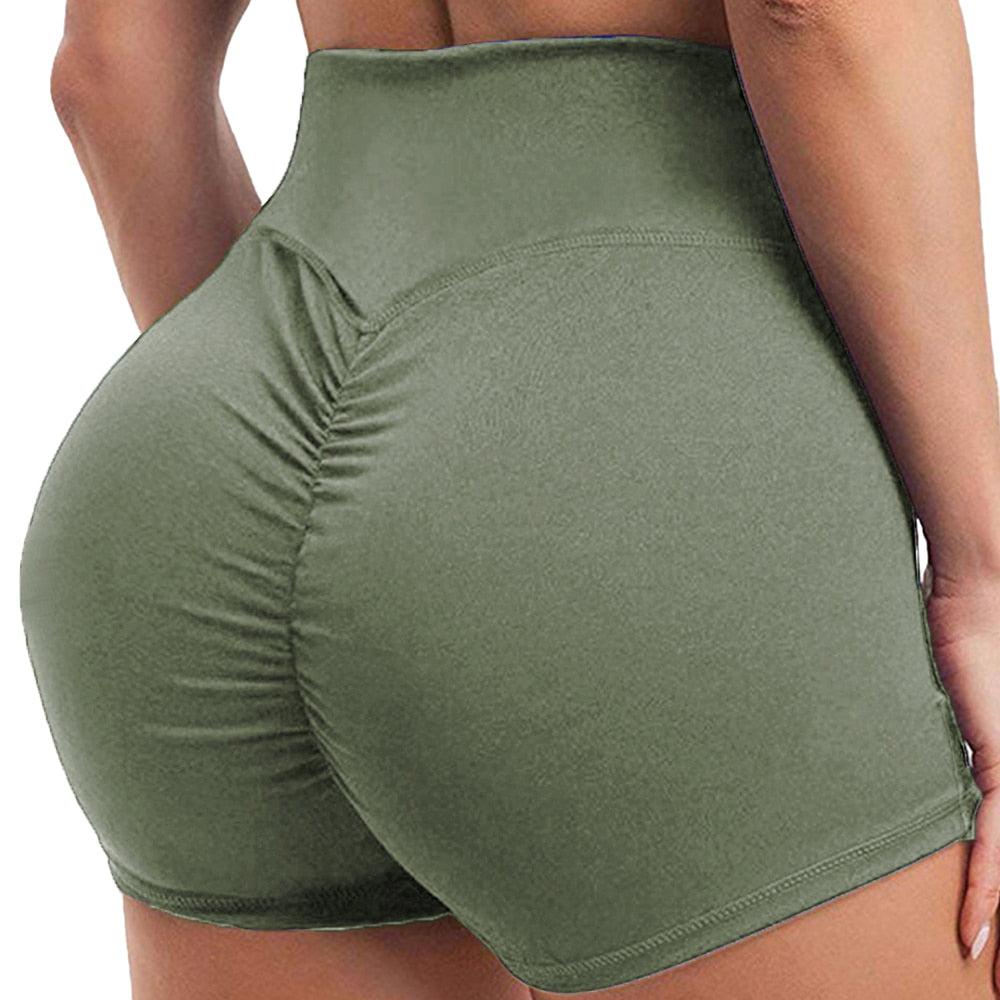 Womens High Waisted Leopard Yoga Shorts Scrunch Butt